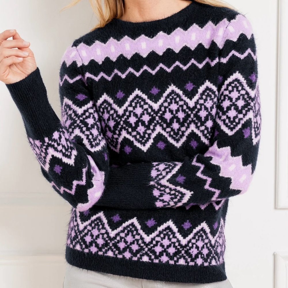 Talbots Purple and Black Knit Sweater